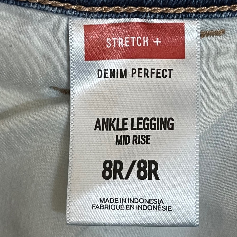Express Denim Perfect Ankle Legging Jeans Mid Rise Dark Wash Blue Size 8R Seamed - Picture 9 of 12